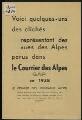 11 vues  - Voici quelques-un des clichés représentant des vues des Alpes parus dans le Courrier des Alpes Gap en 1938 (ouvre la visionneuse)