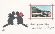 1 vue  - Château-Queyras. \'Une grosse bise de Château-Queyras\'. Photo du château en médaillon 3 X 5 cm et illustration de deux chats s\'embrassant, dessin signé René (ouvre la visionneuse)